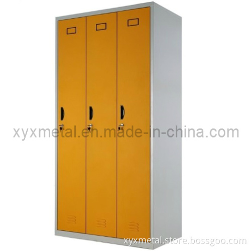 3 Doors Steel Structure Knock Dwon Metal Storage Wardrobe